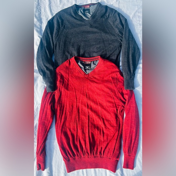 MIZUNO HAYATE V-NECK SWEATER Color Black Red Size XL GREAT
